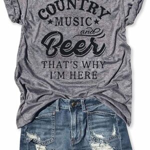 Gray 'Country Music and Beer' Graphic Tee